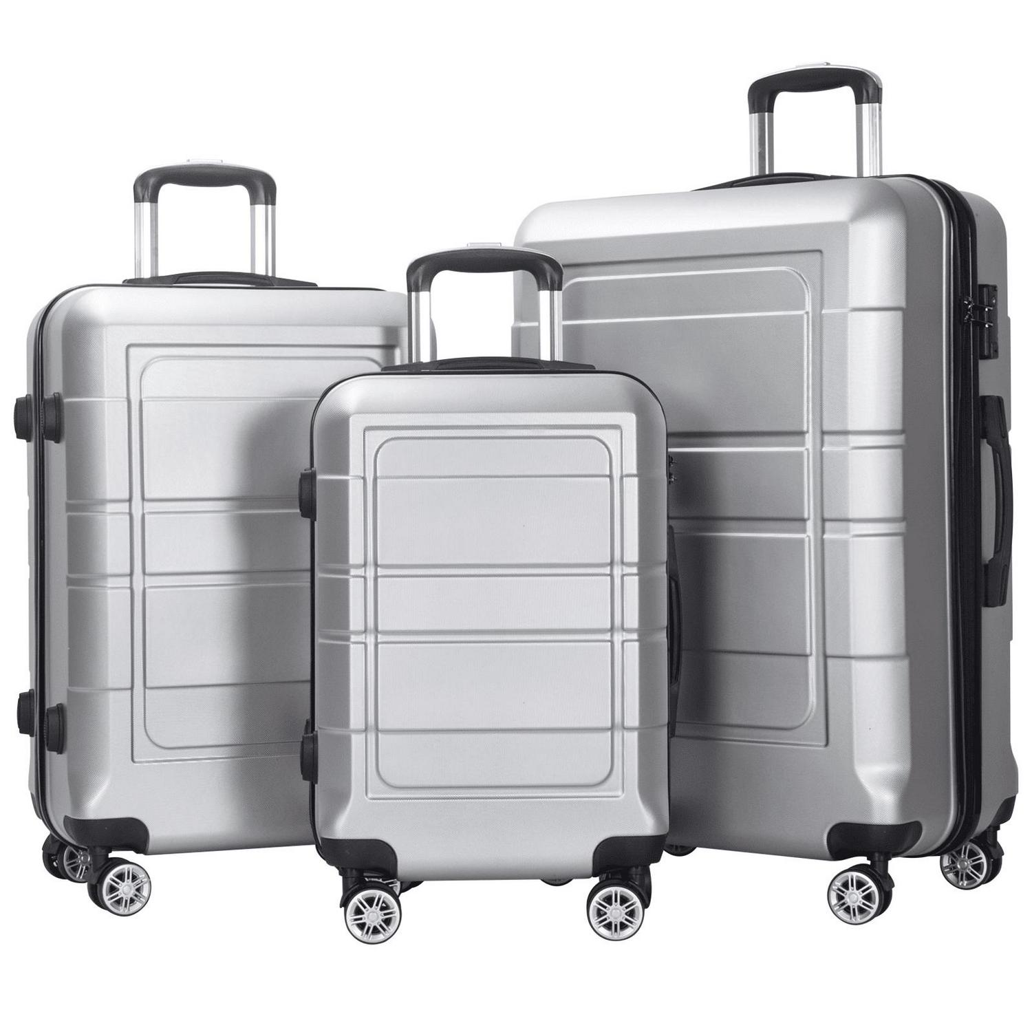 AEDILYS 3 Piece Suitcase Luggage Set - Silver