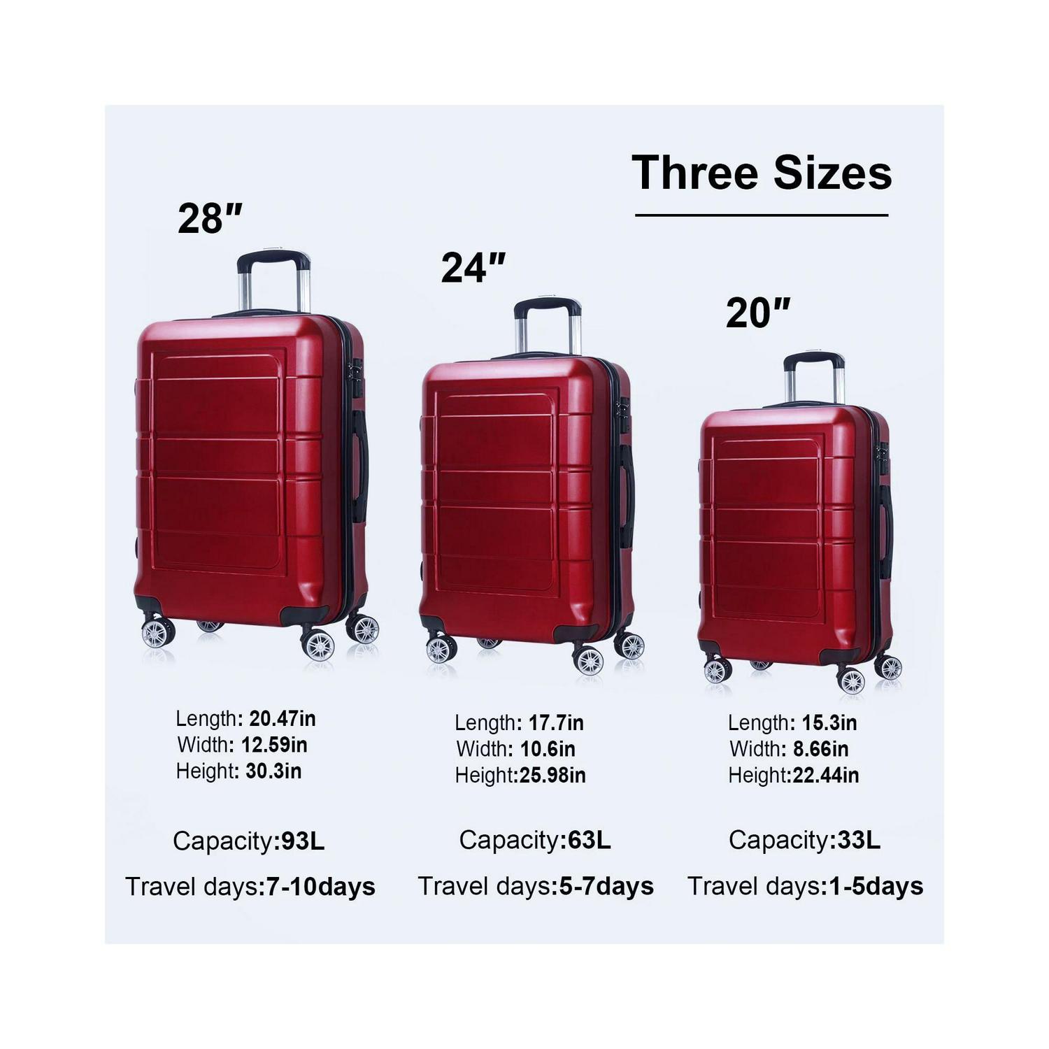 AEDILYS 3 Piece Suitcase Luggage Set - Red - Image 2