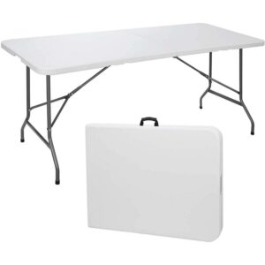 AEDILYS 6ft Portable Plastic Folding Tables for Indoor Outdoor, White