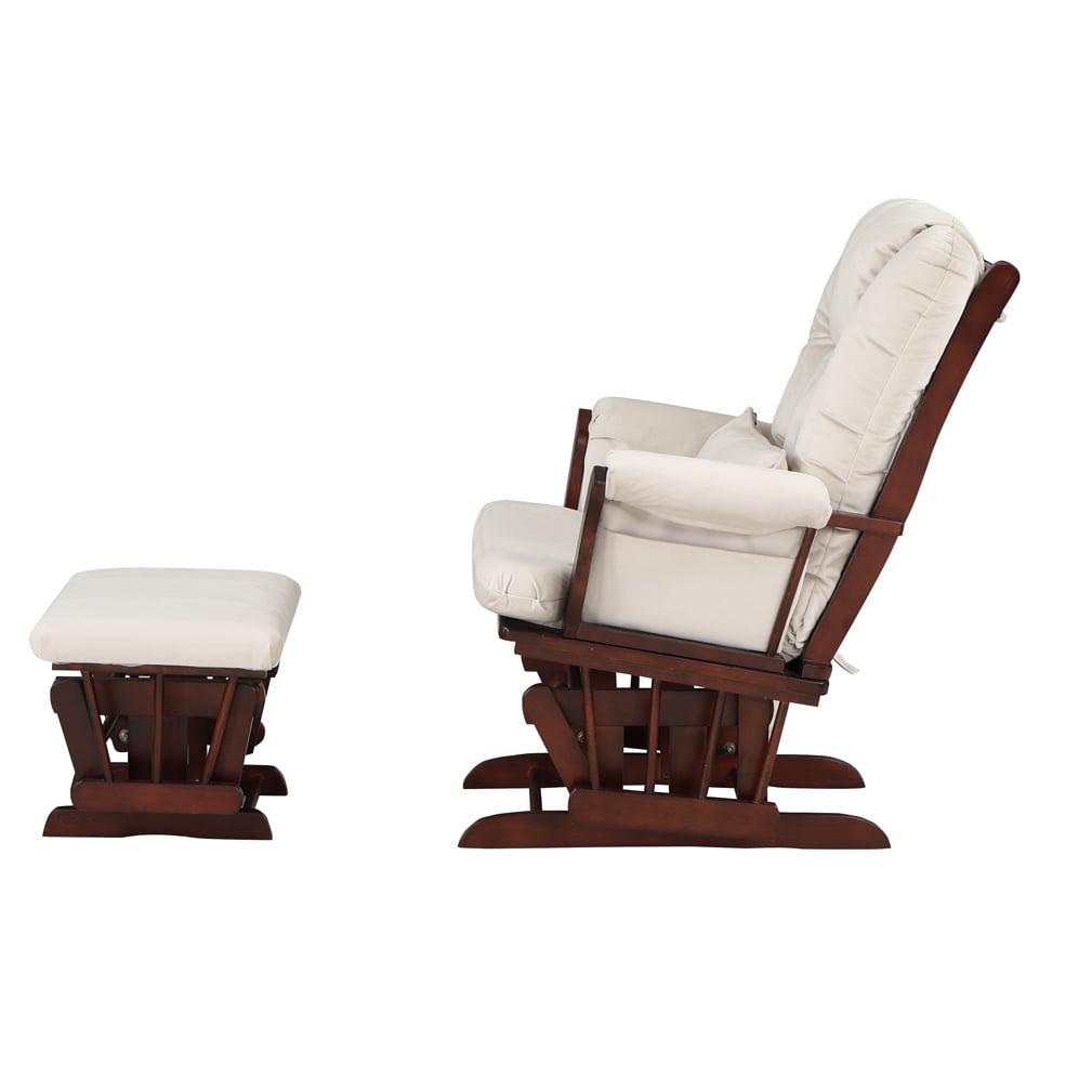 AFG Alice Glider and Ottoman with Pillow, Espresso Finish with Beige Cushions - Image 14