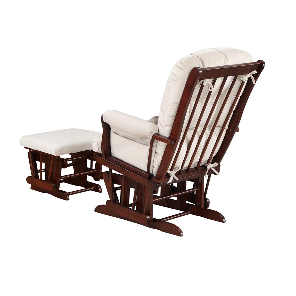 AFG Alice Glider and Ottoman with Pillow, Espresso Finish with Beige Cushions - Image 13