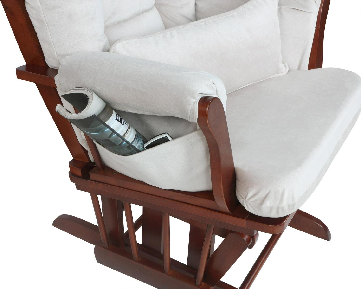 AFG Alice Glider and Ottoman with Pillow, Espresso Finish with Beige Cushions - Image 3