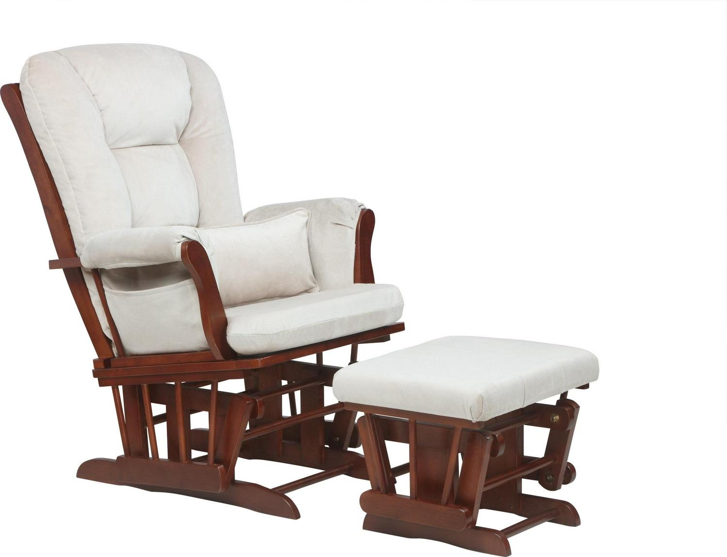 AFG Alice Glider and Ottoman with Pillow, Espresso Finish with Beige Cushions - Image 5