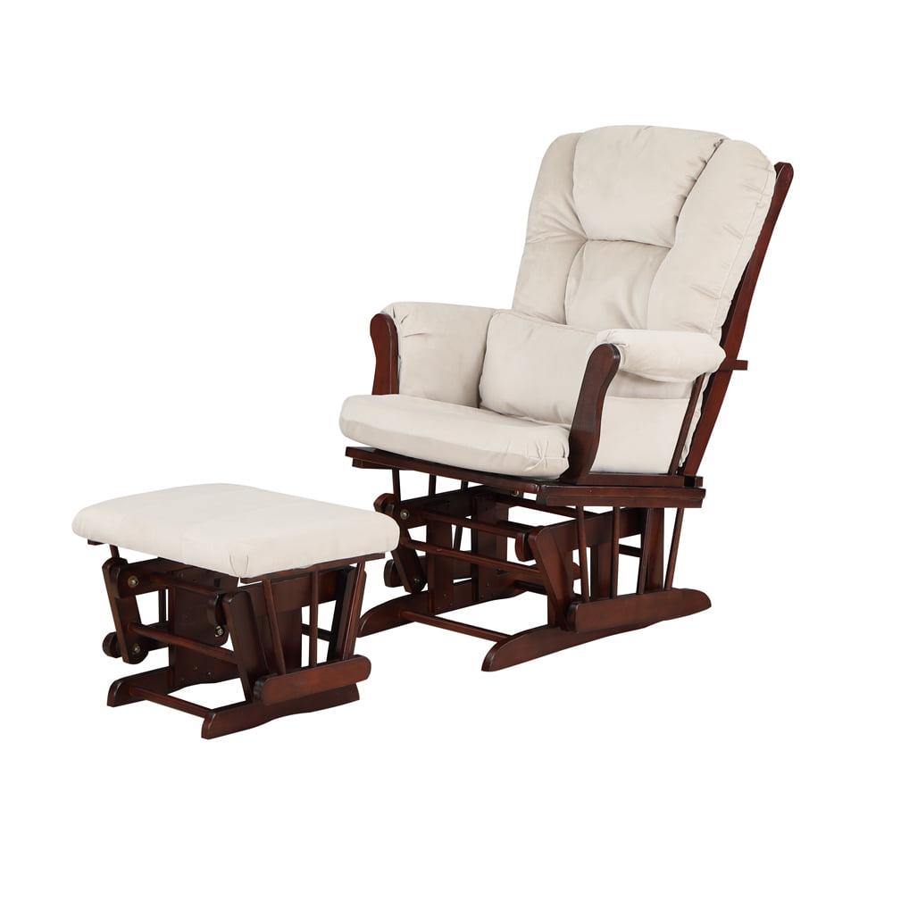 AFG Alice Glider and Ottoman with Pillow, Espresso Finish with Beige Cushions - Image 15