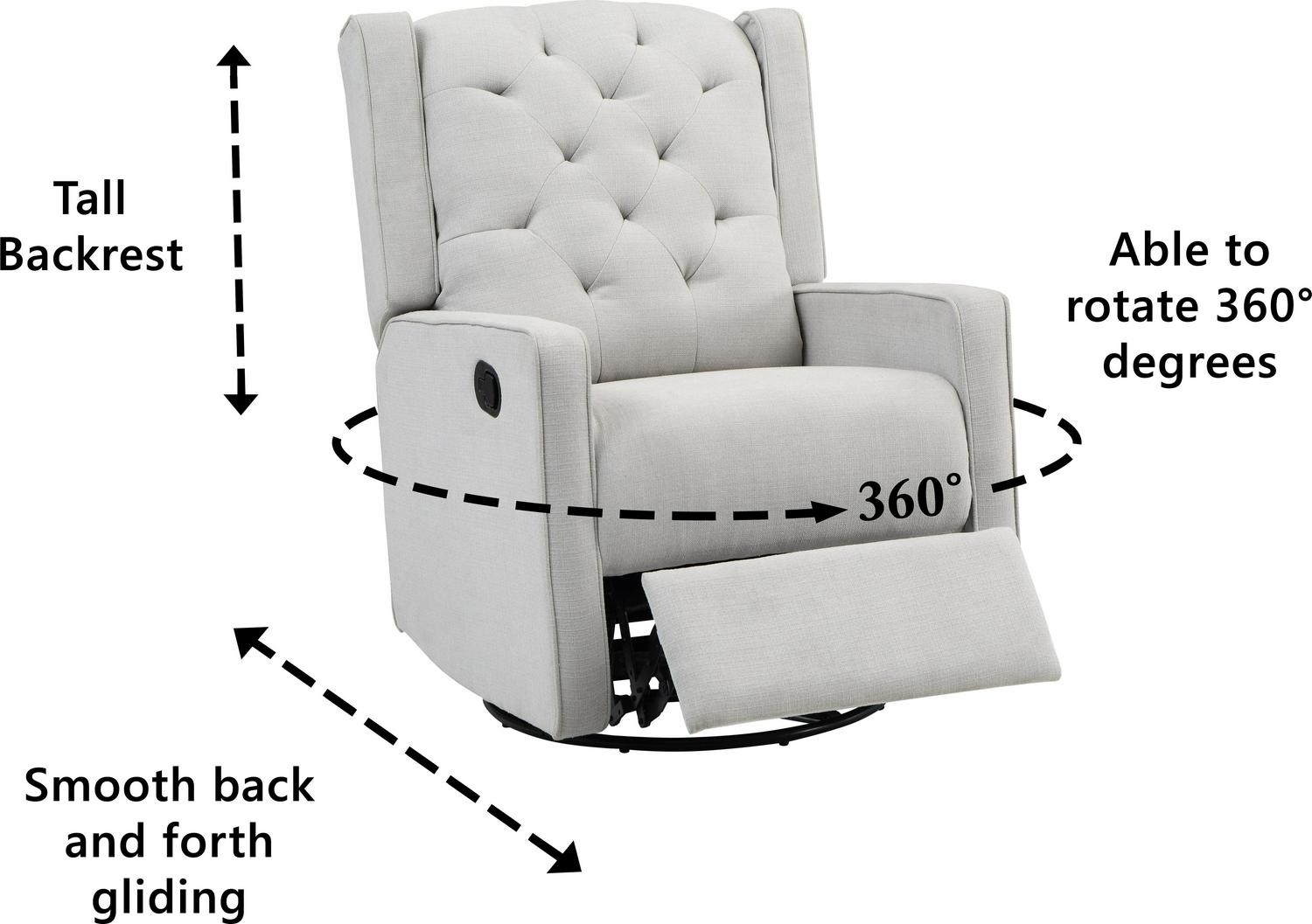 AFG Ava Manual Swivel Glider Recliner, Gray - Image 10