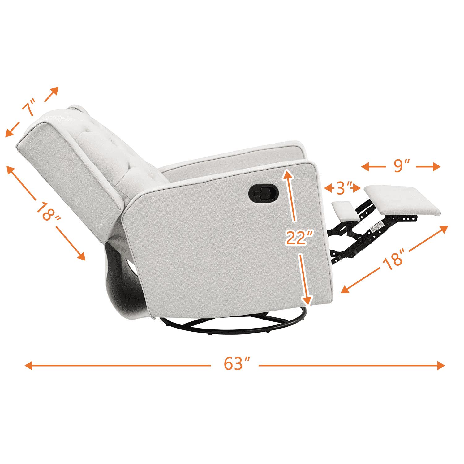 AFG Ava Manual Swivel Glider Recliner, Gray - Image 9