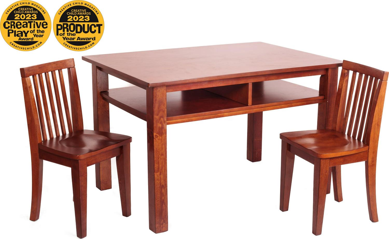 AFG Newton Wooden Kids Table and 2 Contoured Chairs Set, Mahogany - Image 2