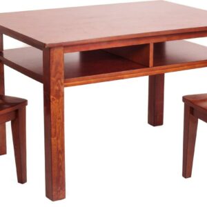 AFG Newton Wooden Kids Table and 2 Contoured Chairs Set, Mahogany