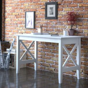 AFI 48" Lexi Solid Wood X Design Home Office, Gaming, Writing, Desk with Charger in White