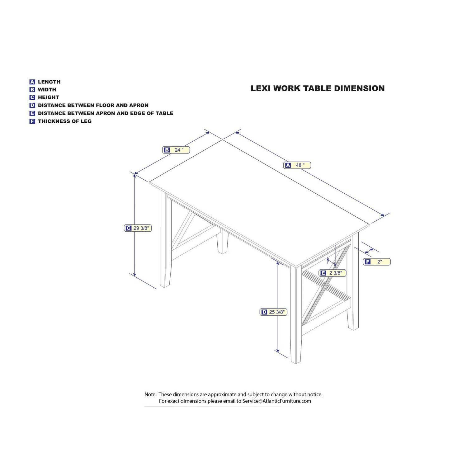 AFI 48" Lexi Solid Wood Home Office Study Writing Desk with Device Charger, Walnut - Image 6