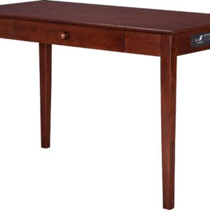 AFI 48" Solid Wood Shaker Design - Home Office, Laptop Computer Work Study Desk with Drawer and USB Charger in Walnut