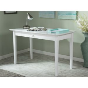 AFI 48" Solid Wood Shaker Design - Home Office, Laptop Computer Work Study Desk with Drawer and USB Charger in White