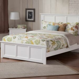 AFI Madison Queen Wood Platform Bed with Panel Headboard and Footboard, White
