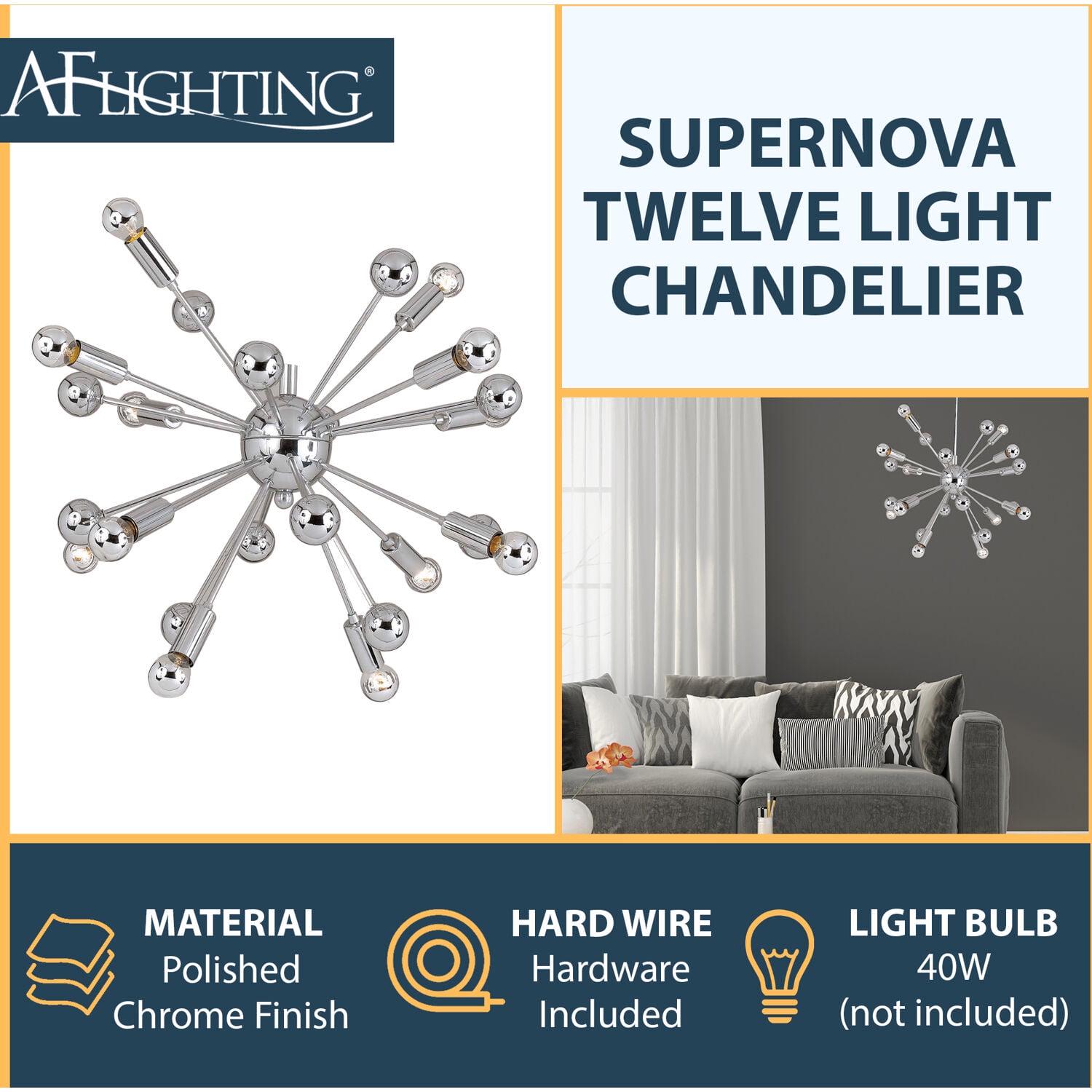 AF Lighting Supernova 12-Light Chandelier, Chrome - Image 3