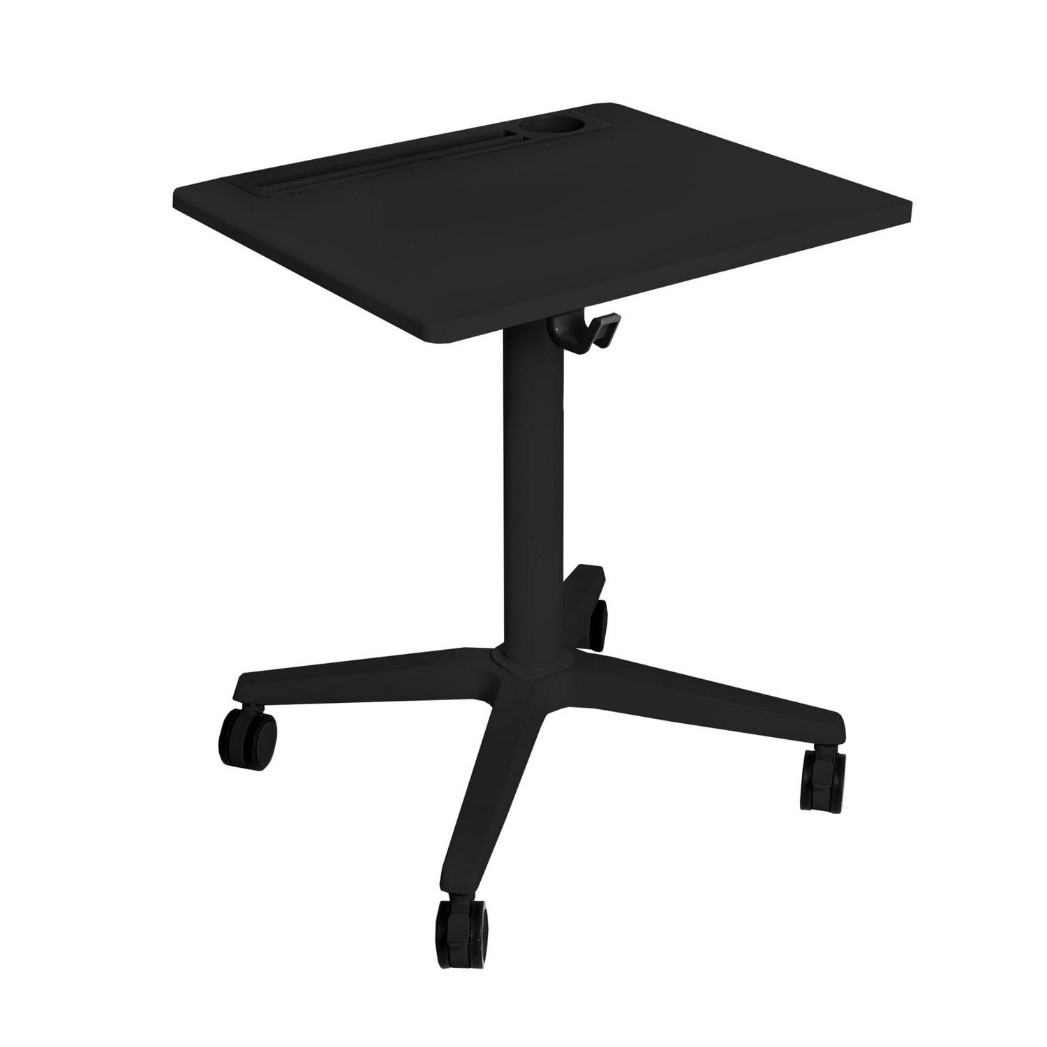 AIRLIFT® XL Sit-Stand Mobile Desk with Cup Holder, Black