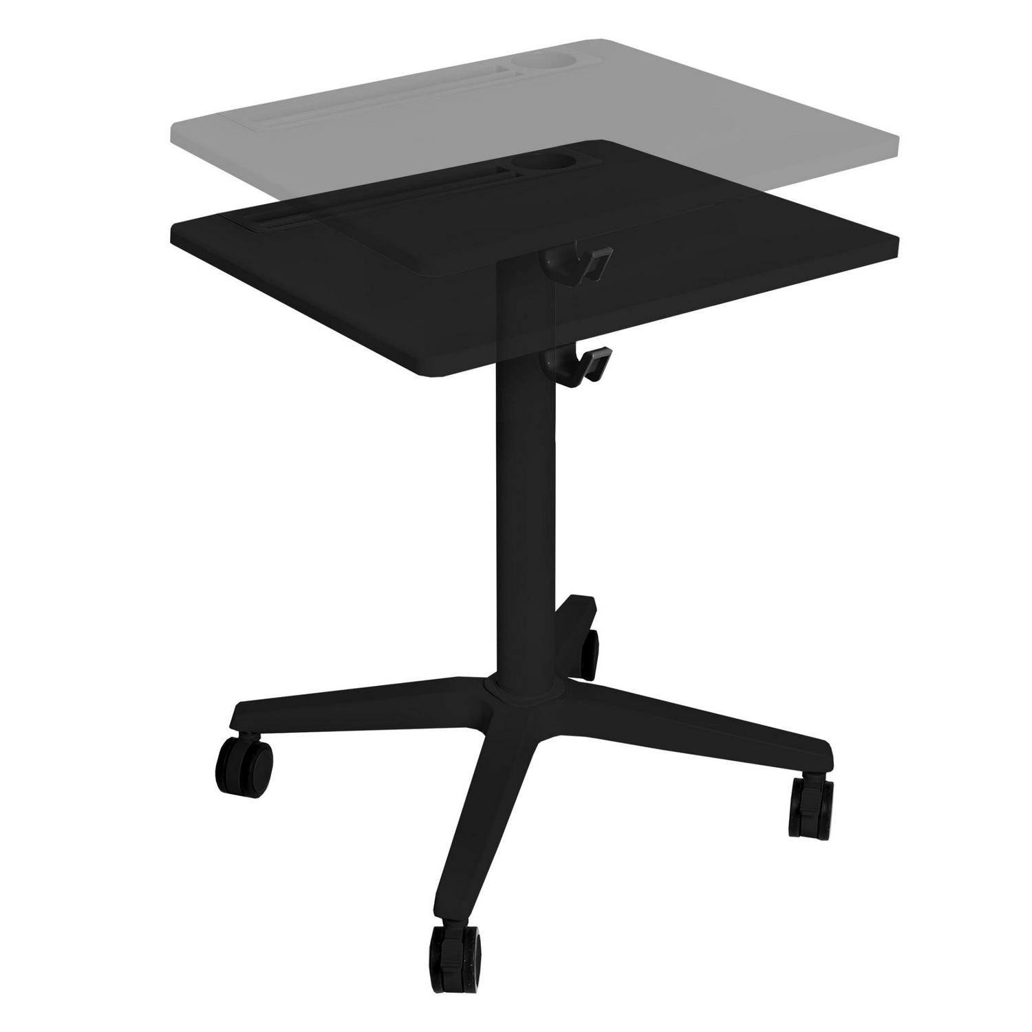 AIRLIFT® XL Sit-Stand Mobile Desk with Cup Holder, Black - Image 2