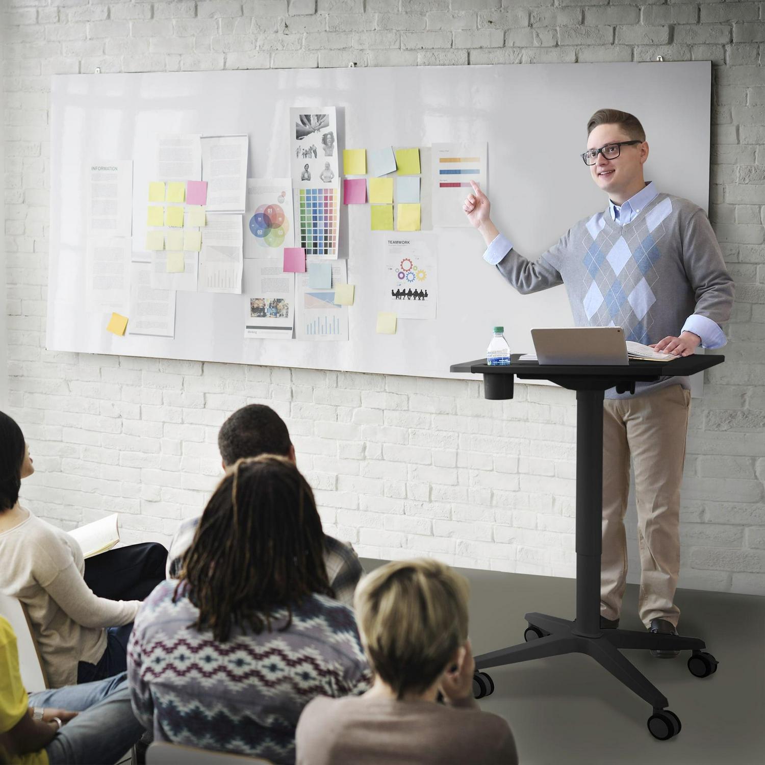 AIRLIFT® XL Sit-Stand Mobile Desk with Cup Holder, Black - Image 6