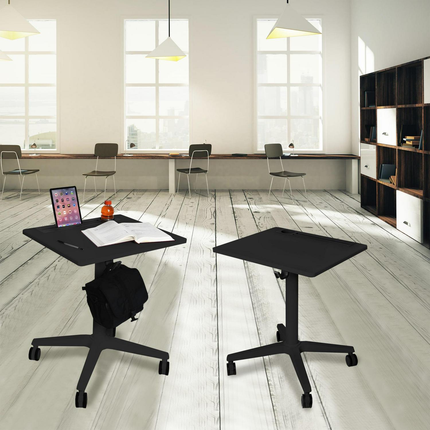 AIRLIFT® XL Sit-Stand Mobile Desk with Cup Holder, Black - Image 3