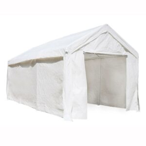 ALEKO 10' x 20' Steel Frame with PVC Removable Walls Canopy Carport Tent, Heavy Duty, White Color
