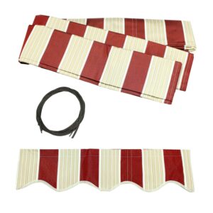 ALEKO 20'x10' Retractable Awning Fabric Replacement, Multi Striped Red Color