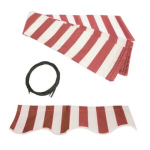 ALEKO 20'x10' Retractable Awning Fabric Replacement, Red and White Striped Color