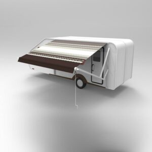 ALEKO Retractable RV Awning 20X8 ft Patio Camping Waterproof Vinyl Canopy Brown Striped