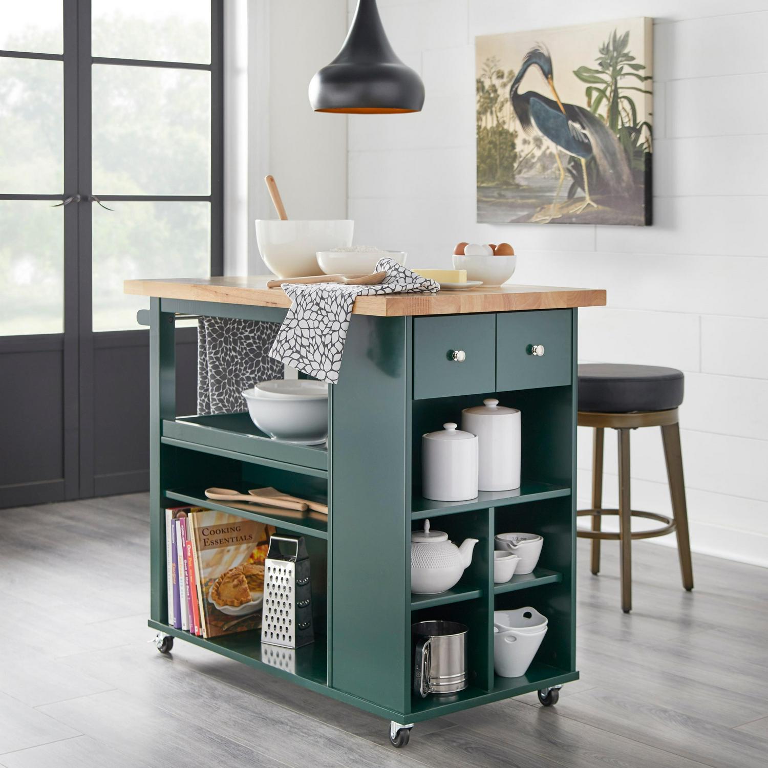 ANGELOHOME angelo:HOME Boston Rolling Kitchen Island/Cart Green