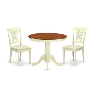 ANPL3-WHI-C 3 Pc Kitchen nook Dining set-round Table plus 2 Chairs for Dining room