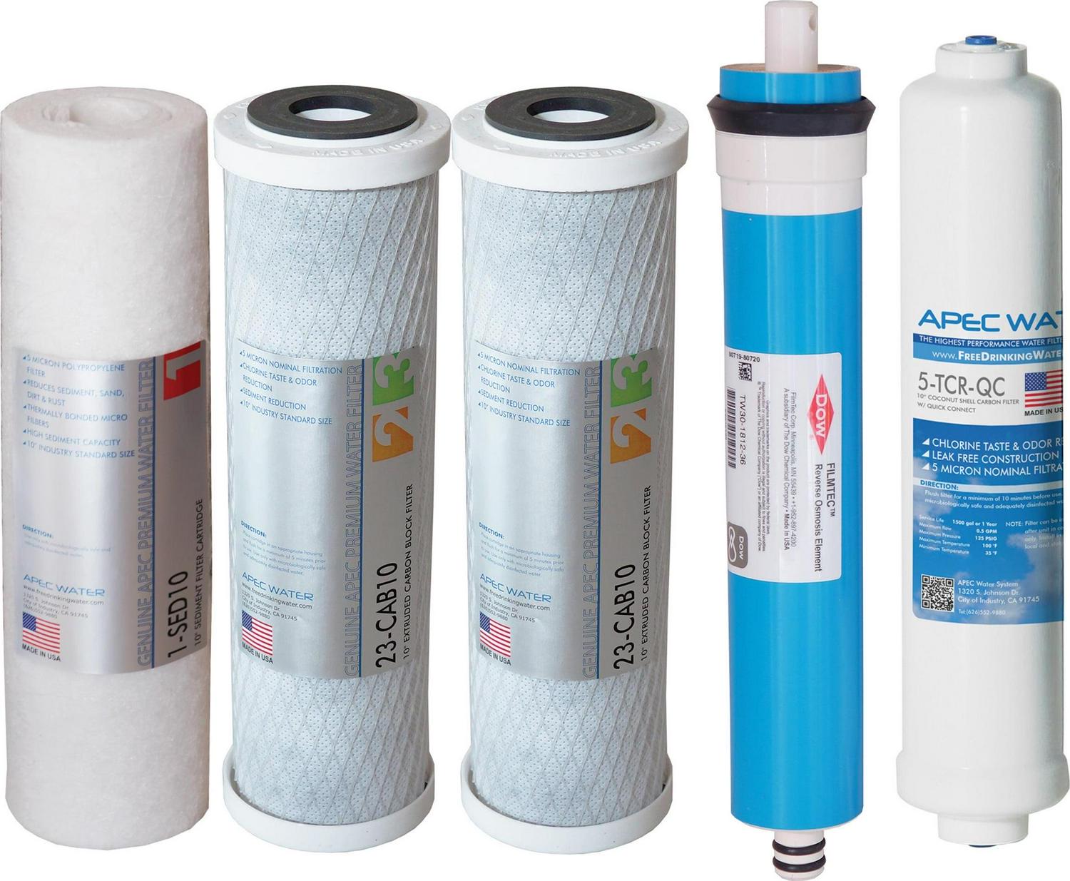APEC FILTER-MAX45 US MADE 45 GPD Complete Replacement Filter Set for ULTIMATE Series Reverse Osmosis Water Filter System