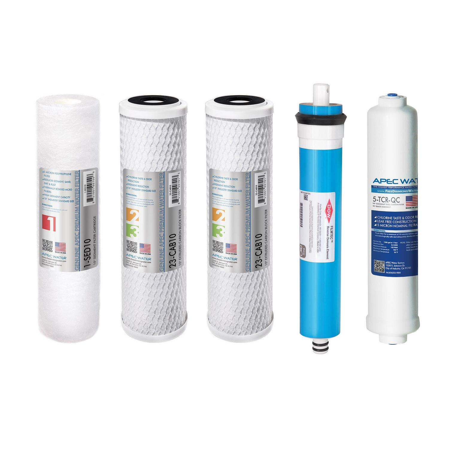 APEC FILTER-MAX90 US MADE 90 GPD High Flow Complete Replacement Filter Set For ULTIMATE Series Reverse Osmosis Water Filter System