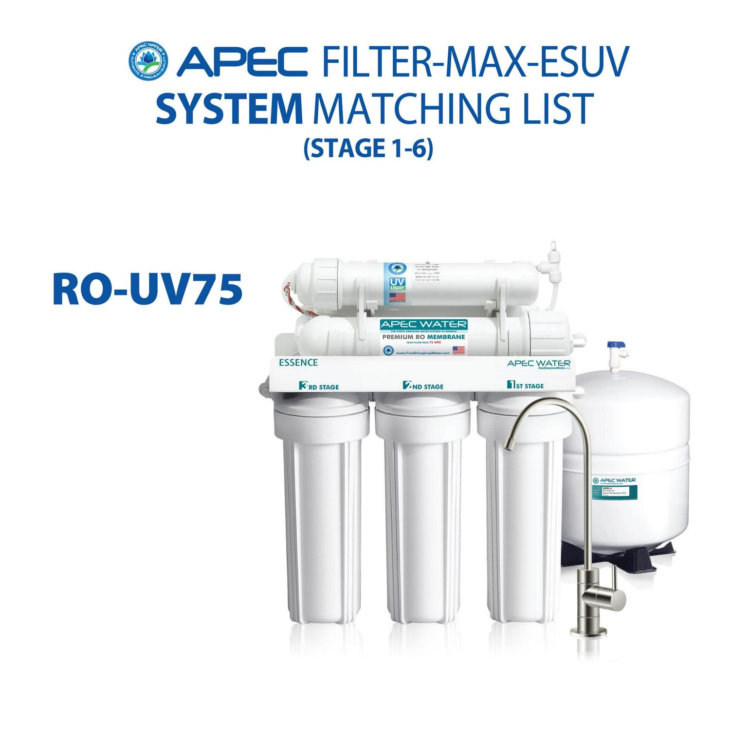 APEC FILTER-MAX-ESUV 75 GPD Complete Replacement Filter Set For ESSENCE Series UV Reverse Osmosis Water Filter System - Image 8
