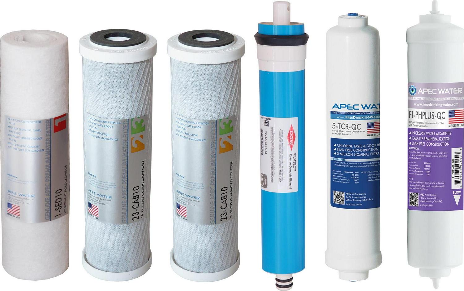 APEC 90 GPD Complete Replacement Filter Set for ULTIMATE Series Alkaline Reverse Osmosis Water Systems (FILTER-MAX-PH) Water Filter