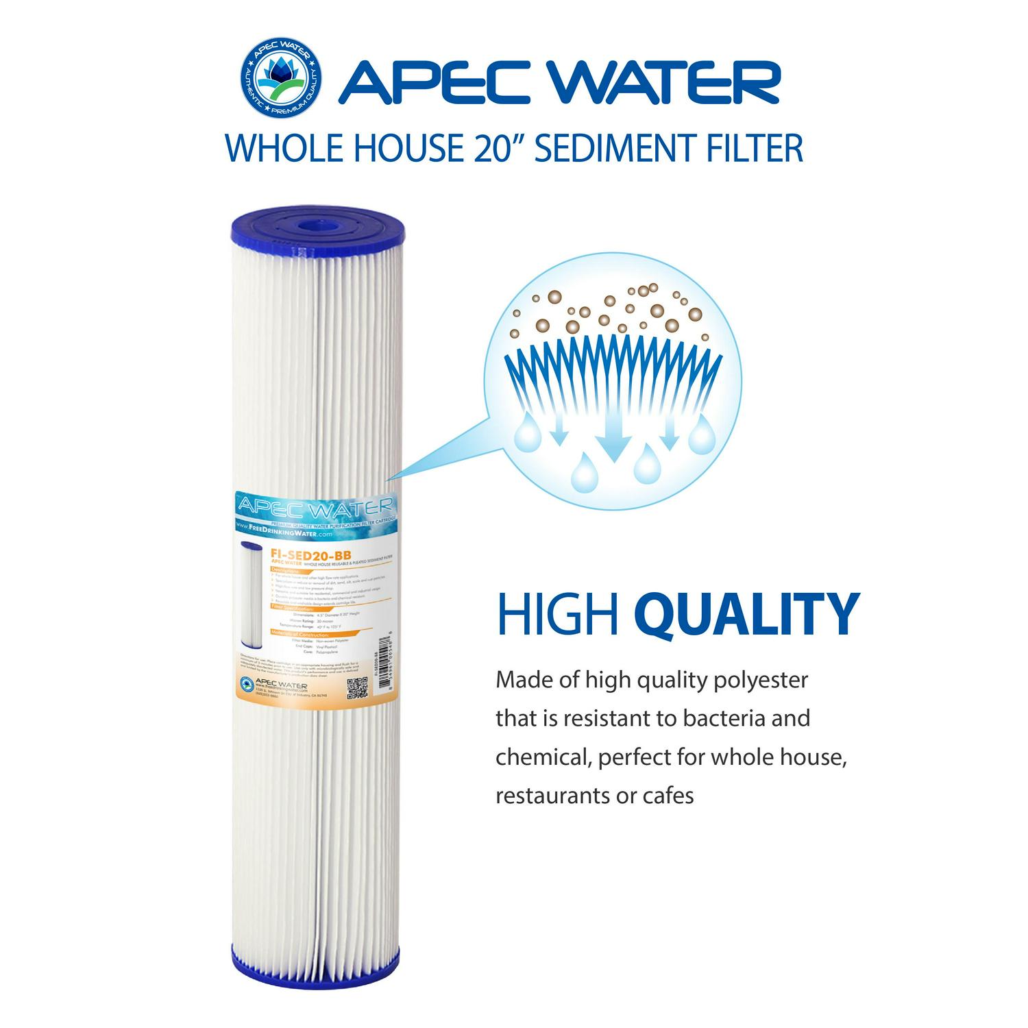 1-Stage Water Filtration System Reusable and Washable Pleated Sediment For All Purpose - Image 3