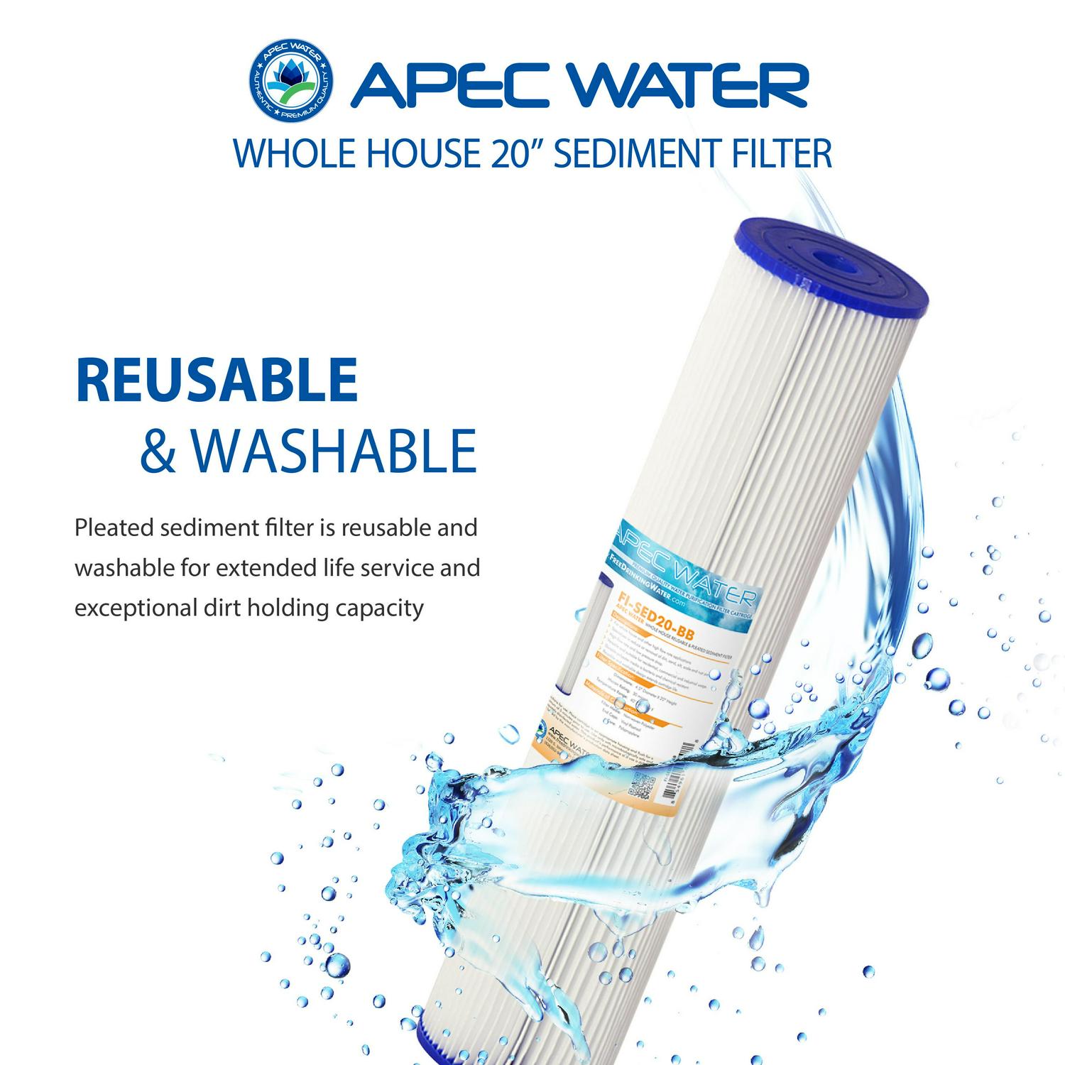 1-Stage Water Filtration System Reusable and Washable Pleated Sediment For All Purpose - Image 4