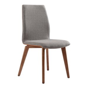 ARMEN LIVING Archie Mid-Century Dining Chair Gray Fabric Walnut Finish - Set of 2