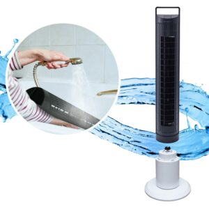 Aspen 40-In. 4-Speed Oscillating, Washable Smart Tower Fan with Remote, ASTF-A40-BLK, White and Black, ASTF-A40-BLK