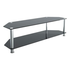 AVF Transitional Steel and Glass TV Stand for up to 65" TVs in Black/Chrome