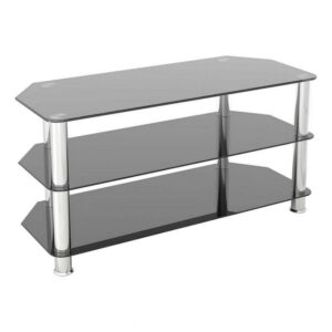 AVF Transitional Steel and Glass TV Stand for up to 50" TVs in Black/Chrome