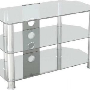 AVF Transitional Steel and Glass TV Stand for 10" to 42" TVs in Clear/Chrome