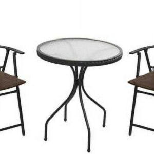 AZ Patio Heaters Three Piece Patio Set in Dark Brown Wicker