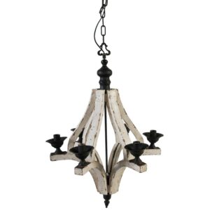 A&B Home Large White Farmhouse 6-Light Chandelier, 23"' x 23"' x 33"