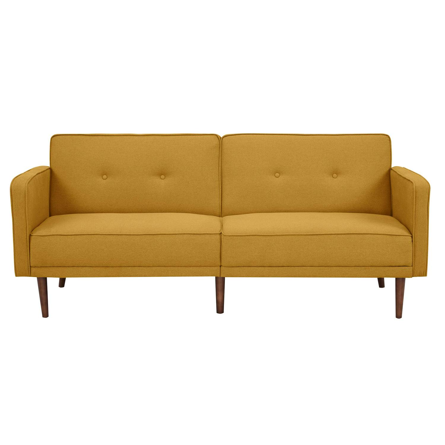 A&D Home Moreno Polyester Split Back Convertible Sofa, 3 Person Tufted Couch, Yellow - Image 2