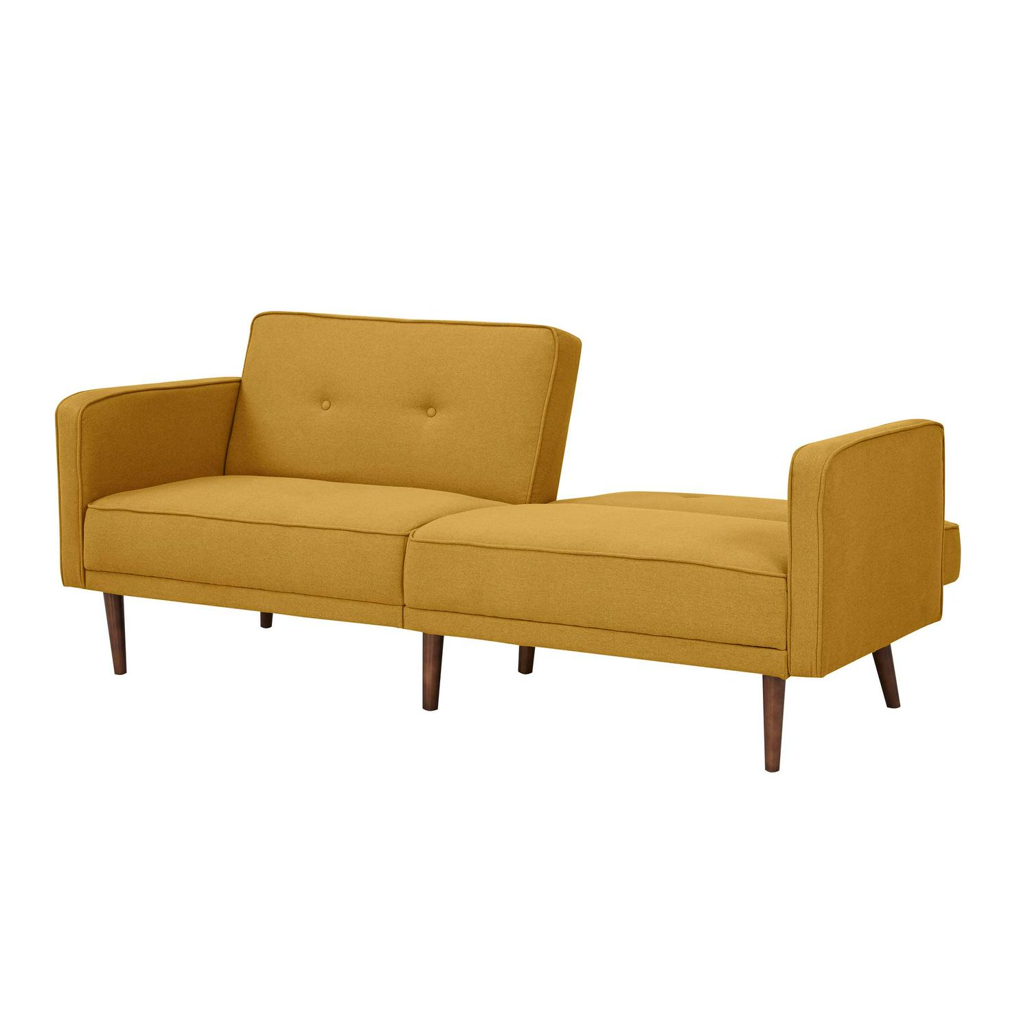 A&D Home Moreno Polyester Split Back Convertible Sofa, 3 Person Tufted Couch, Yellow - Image 4