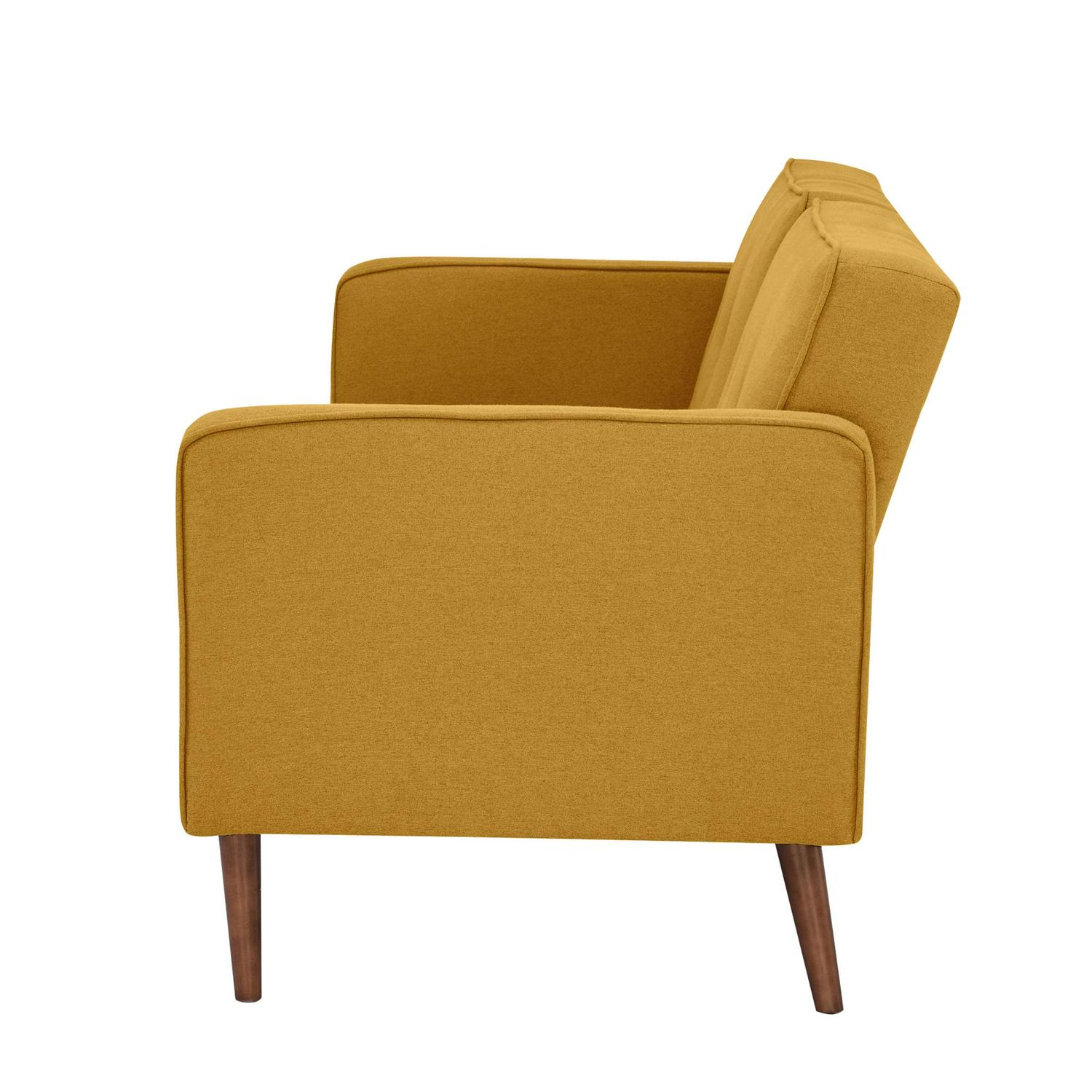 A&D Home Moreno Polyester Split Back Convertible Sofa, 3 Person Tufted Couch, Yellow - Image 7