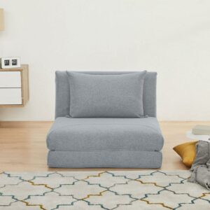 A&D Home Santa Futon Convertible Chair, Light Gray