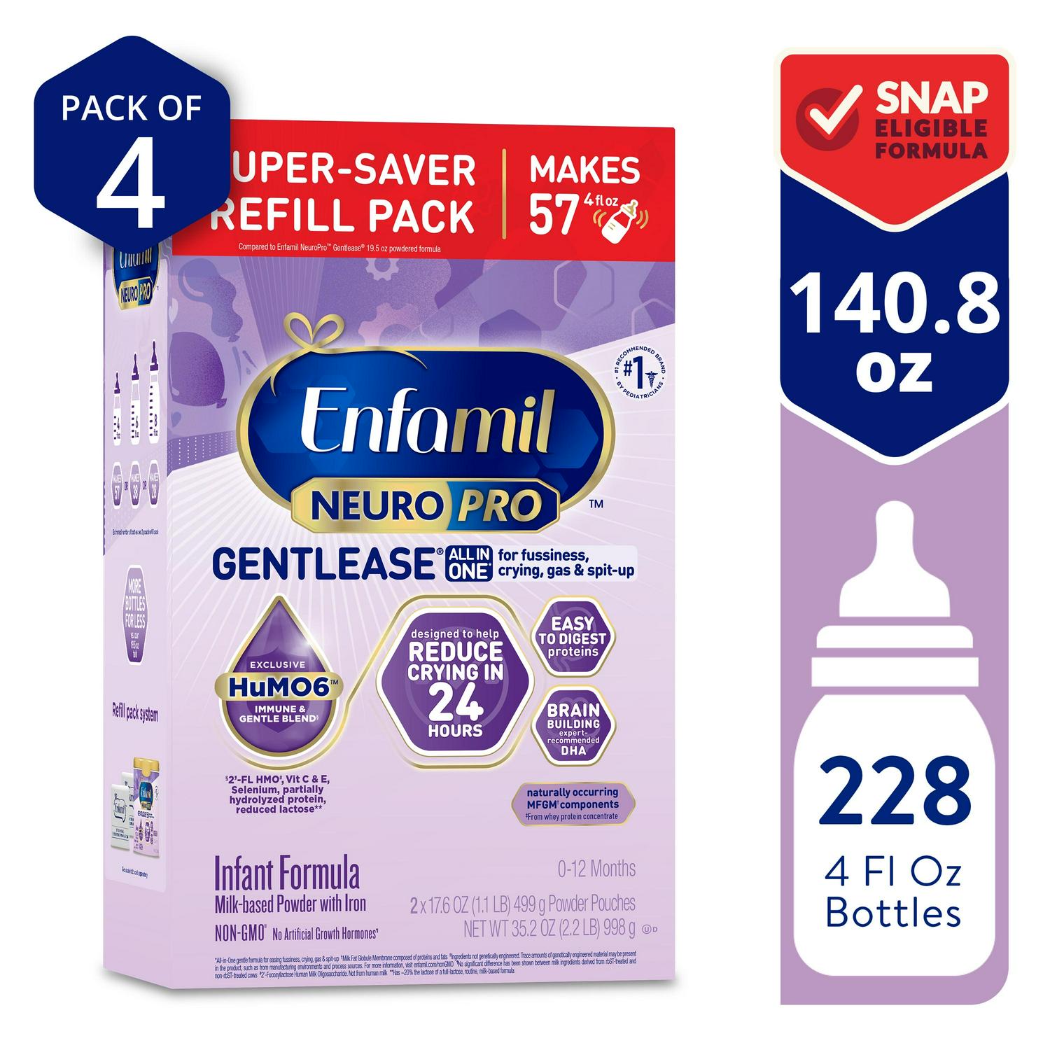 Enfamil NeuroPro Gentlease Powder Baby Formula, Reduces Fussiness, Crying, Gas & Spit-up, 35.2 Oz Box, 4 Count