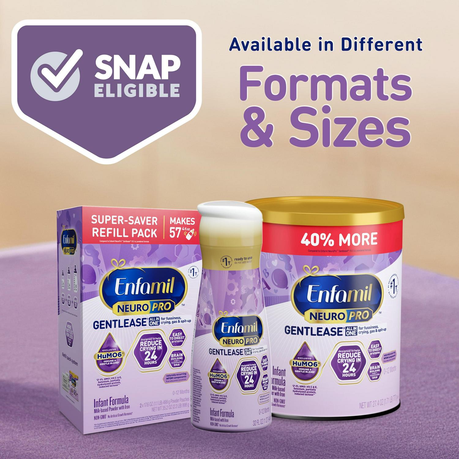 Enfamil NeuroPro Gentlease Powder Baby Formula, Reduces Fussiness, Crying, Gas & Spit-up, 19.5 Oz Tub, 4 Count - Image 6