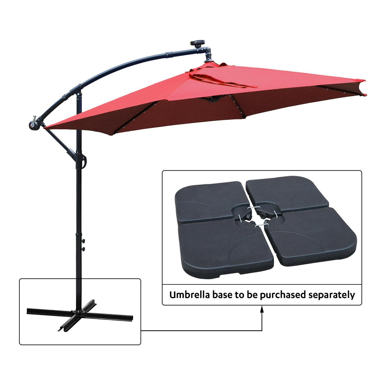Abble 31.50" Red Solid Print Rectangle Cantilever Patio Umbrellas, Adjustable Height - Image 4