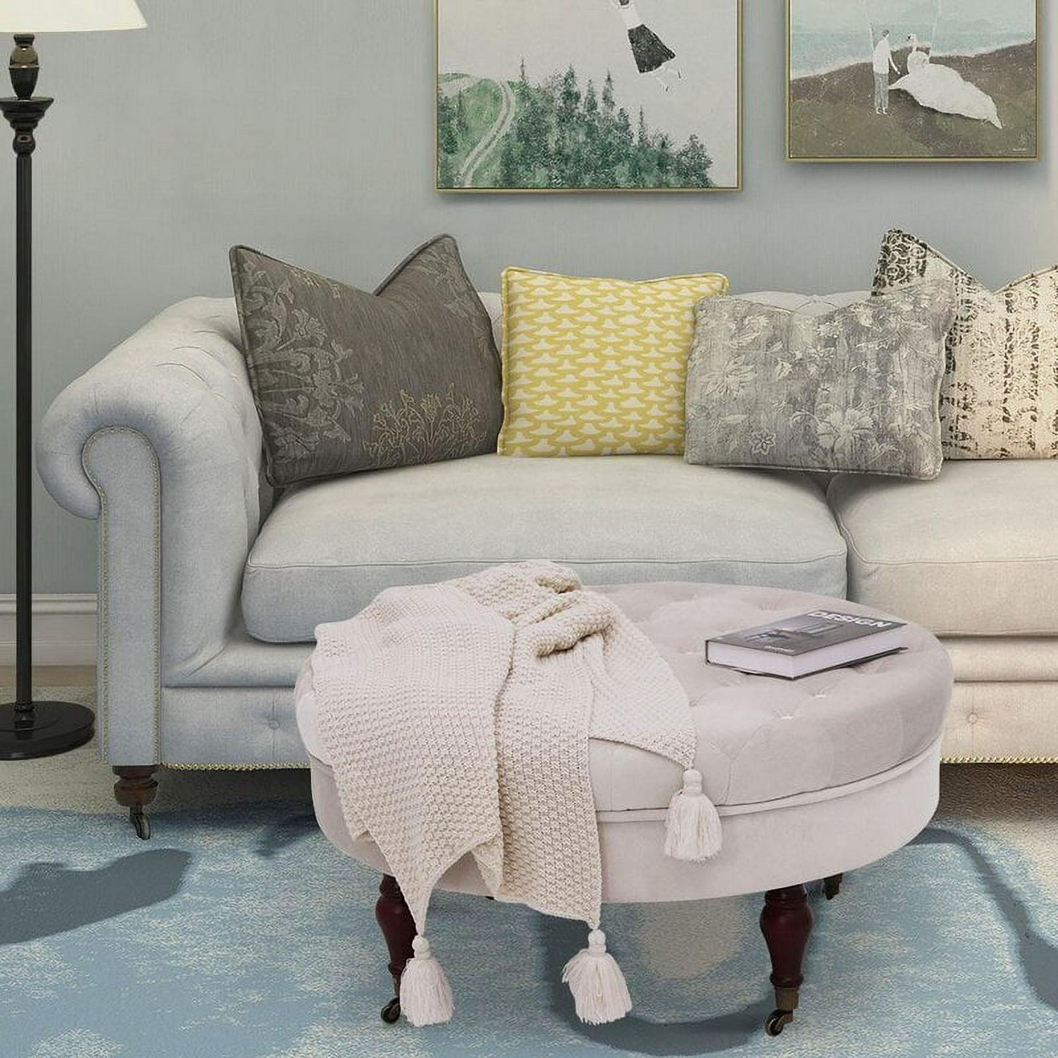 Abble 32" Tufted Round Cocktail Ottoman