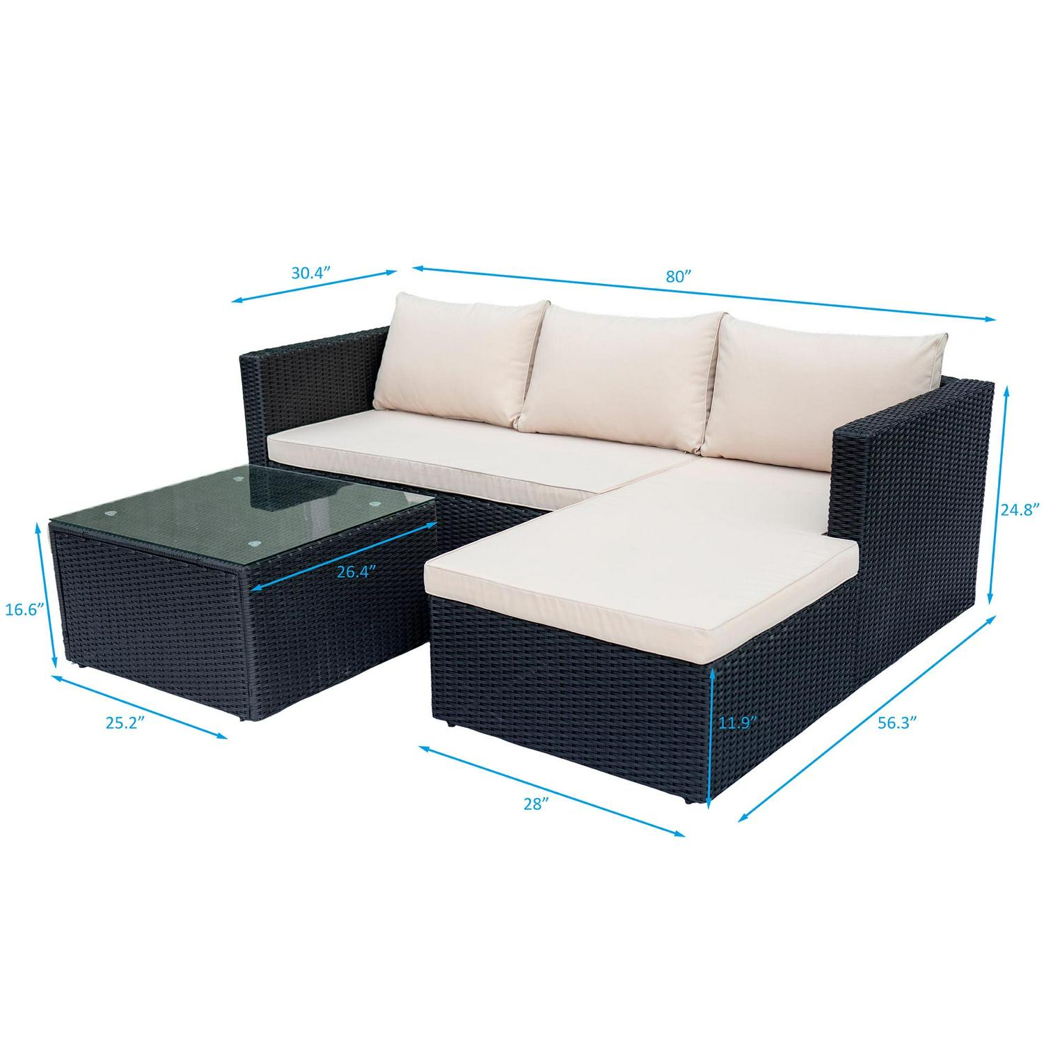 Abble 4 Piece Rattan Sectional Seating Group with Cushions - Image 6